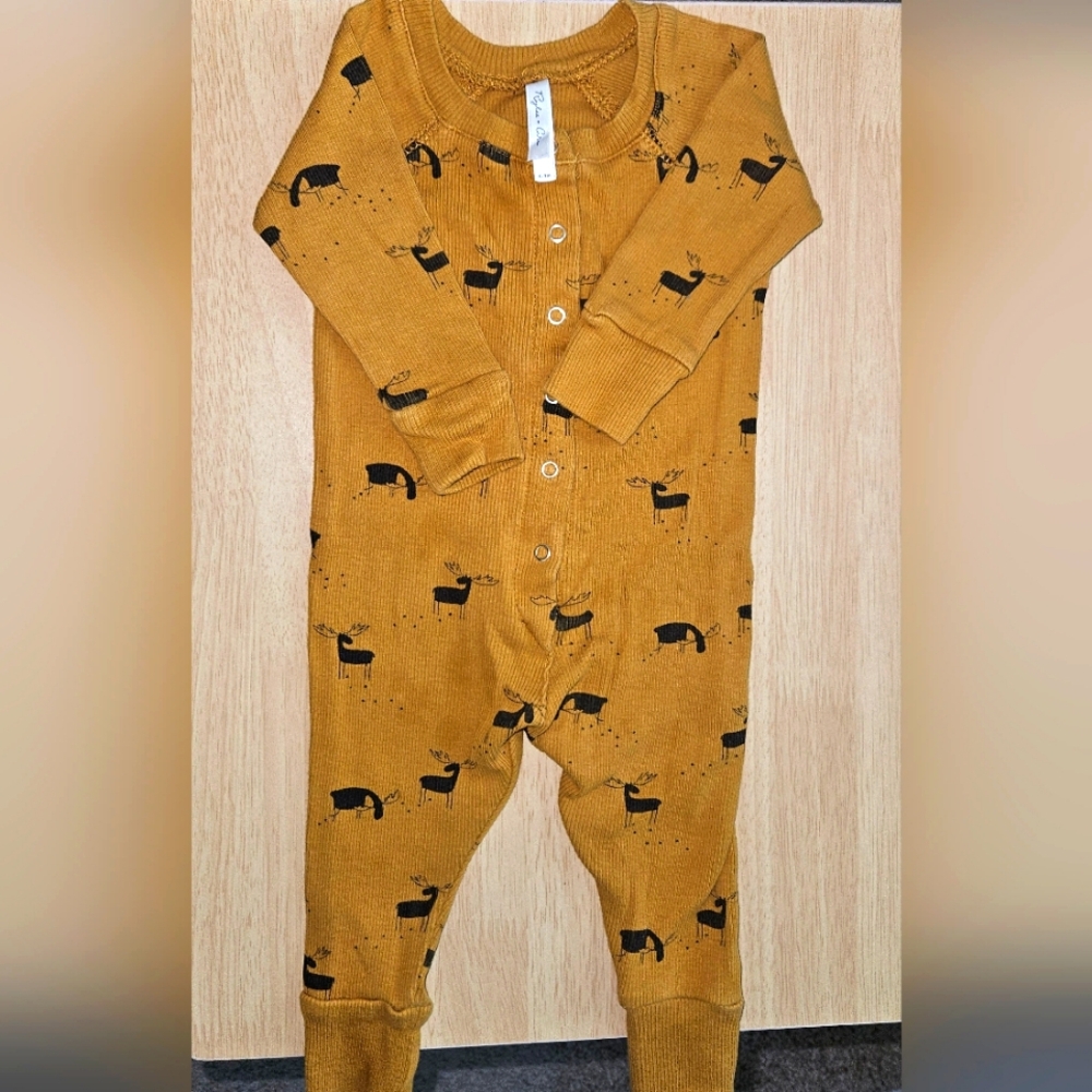 Rylee + Cru 0-3M Moose Ribbed Romper